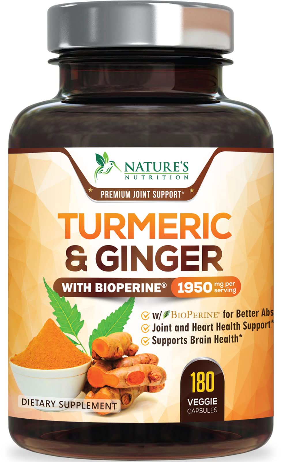 Foto 2 pulgar | Venta Internacional - Suplemento Nature's Nutrition, Cúrcuma Y Curcumina, 1950 Mg