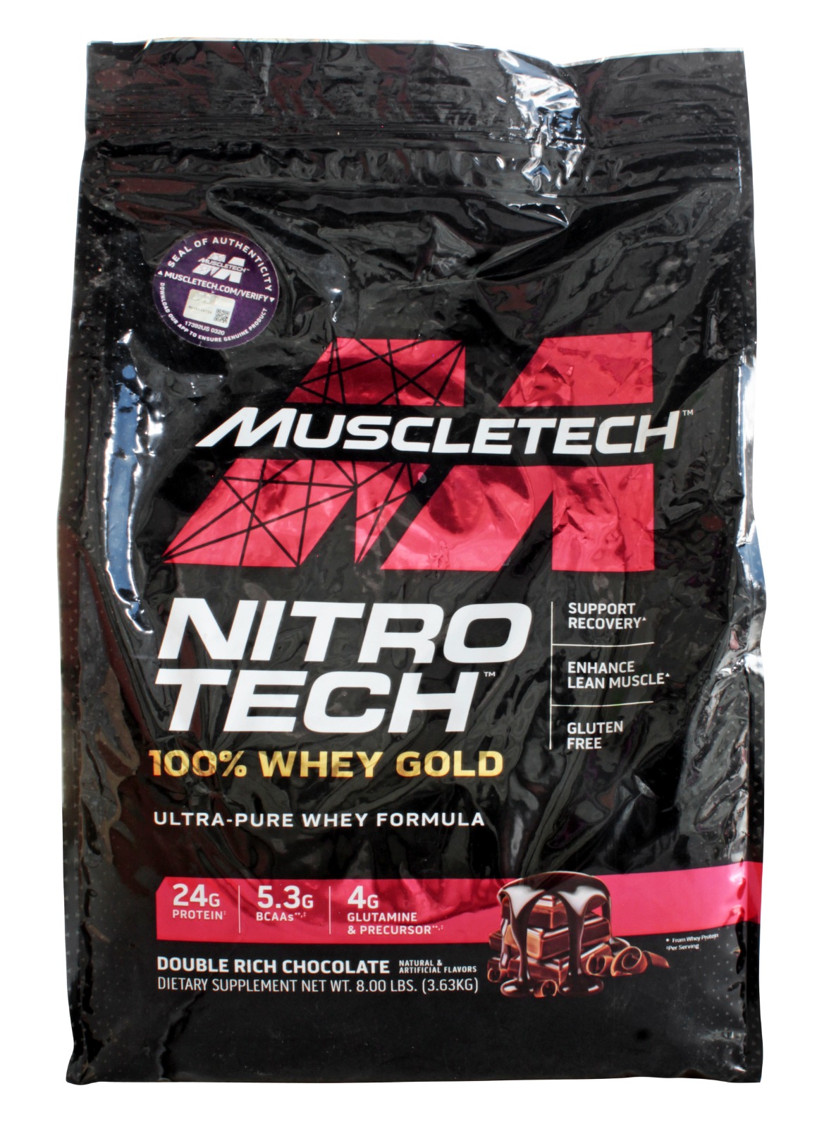 Foto 1 | Proteína MuscleTech Nitro Tech 100% Whey Gold 8 lb 110 Servicios Double Rich Chocolate