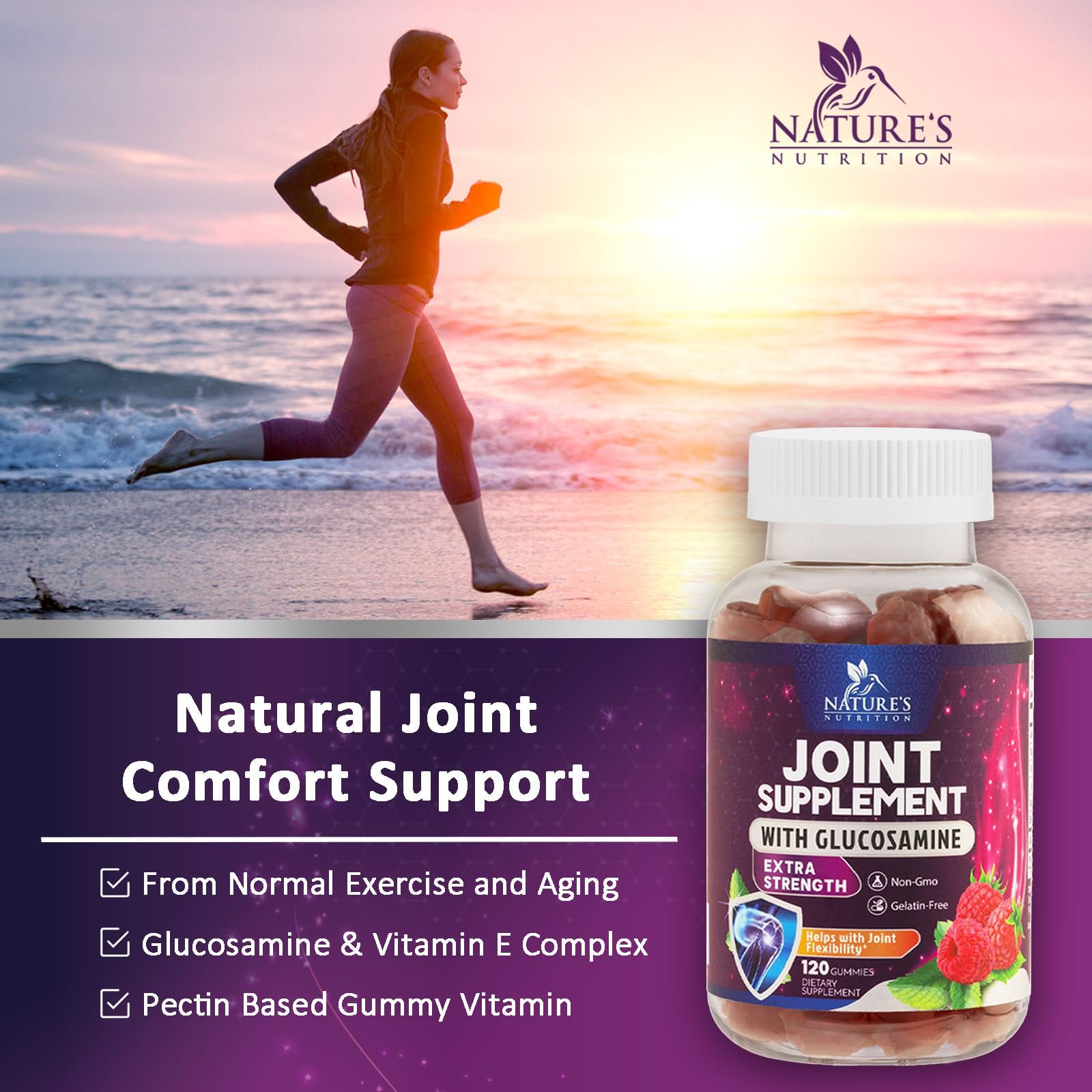 Foto 5 | Gomitas Supplement Nature's Nutrition Para Apoyar Las Articulaciones, 60 Unidades - Venta Internacional.