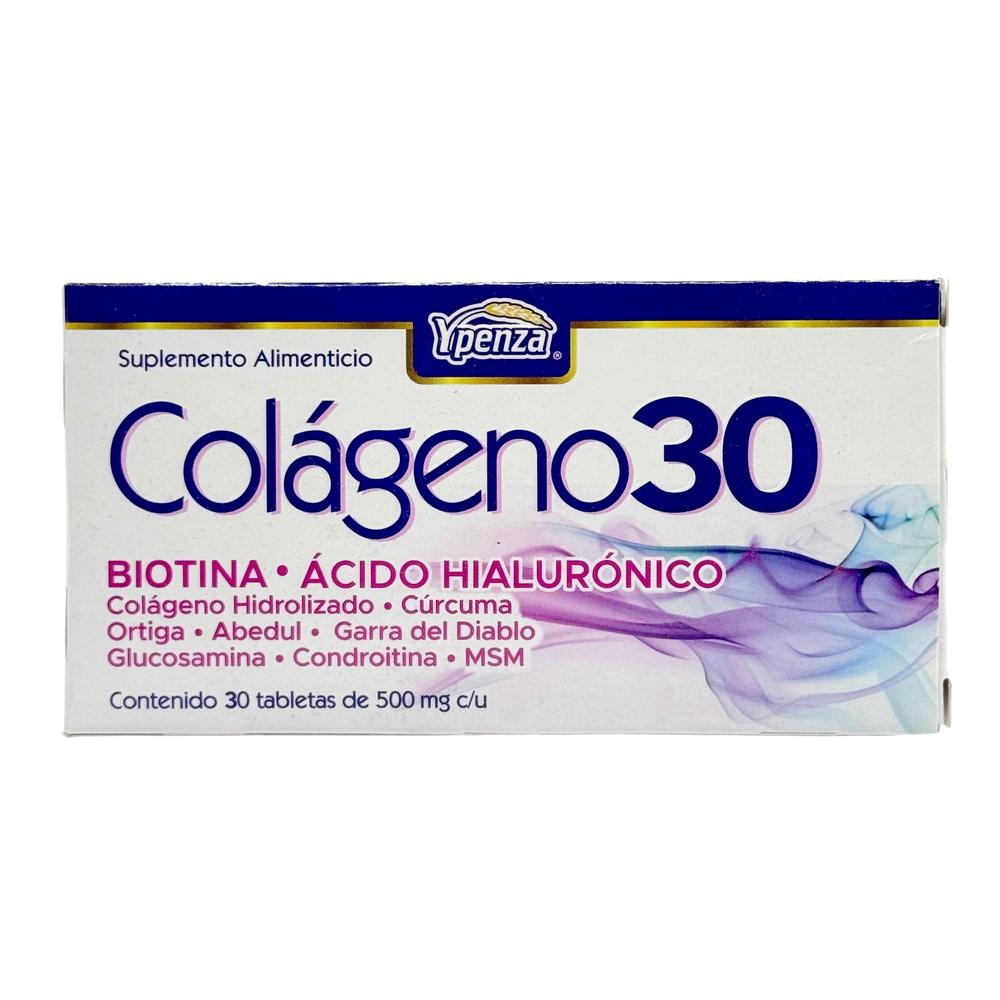 Colágeno Hidrolizado Biotina Ácido Hialurónico Ypenza 30 Tabletas