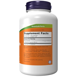 Foto 2 | Suplemento Now: Bayas De Palma Enana Americana, 250 Cápsulas Vegetales, 550 Mg - Venta Internacional.
