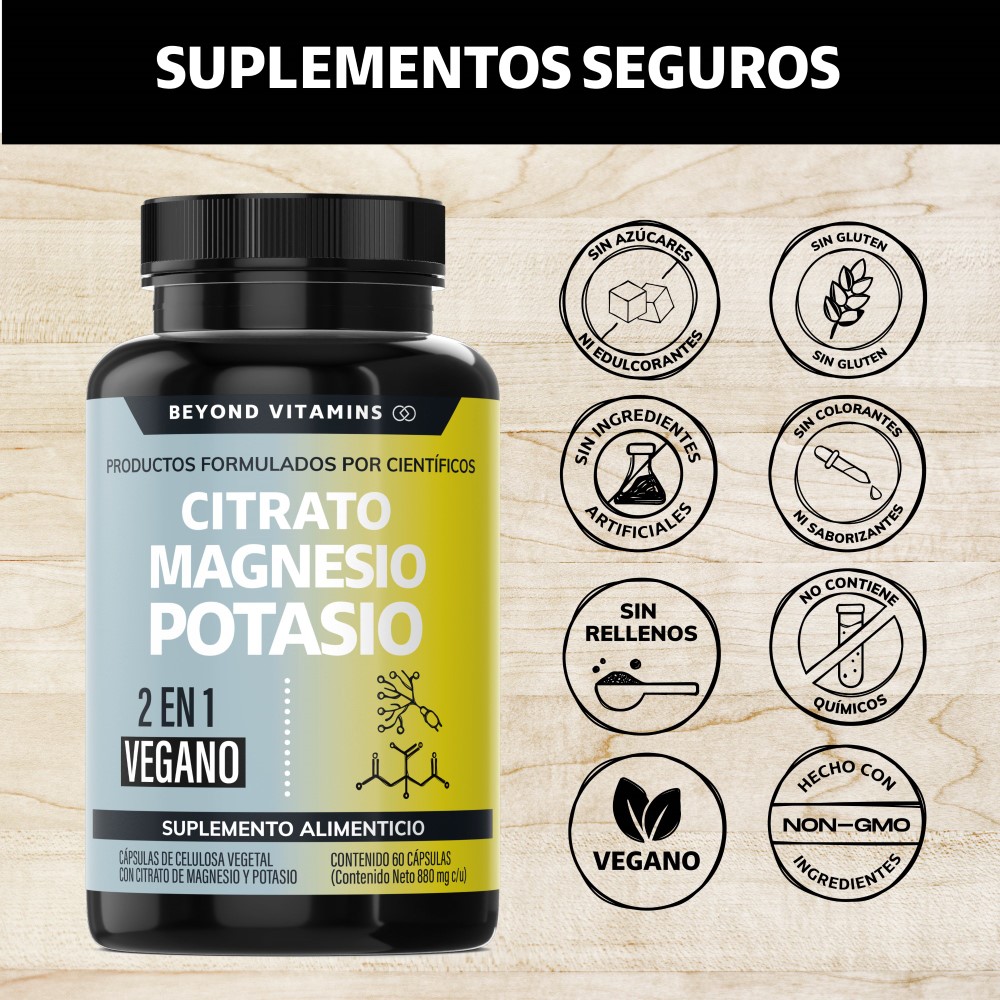 Foto 4 pulgar | Suplemento Alimenticio Beyond Vitamins Citrato de Magnesio + Potasio 60 Cápsulas