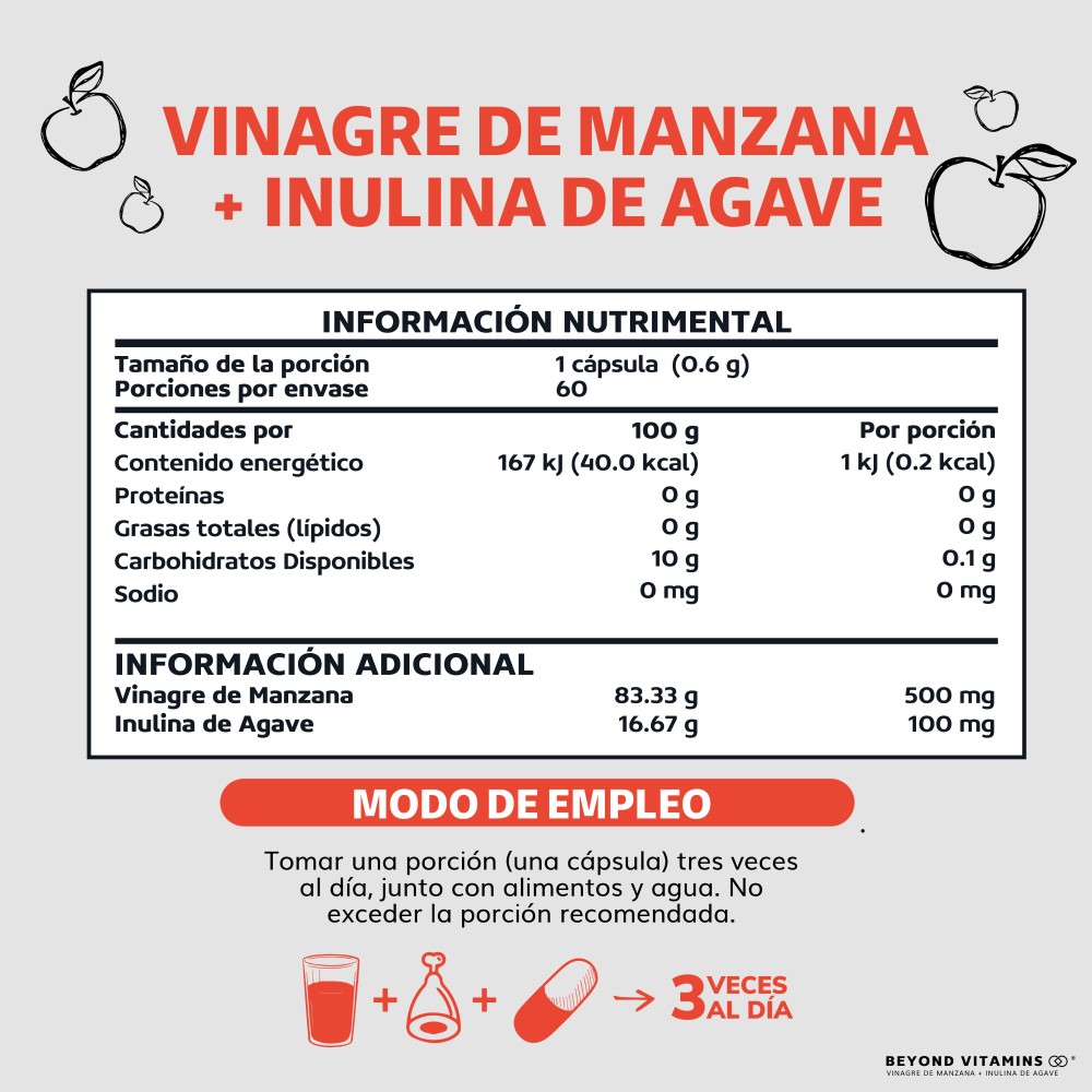 Foto 6 pulgar | Suplemento Alimenticio Beyond Vitamins de Vinagre de Manzana 60 Capsulas