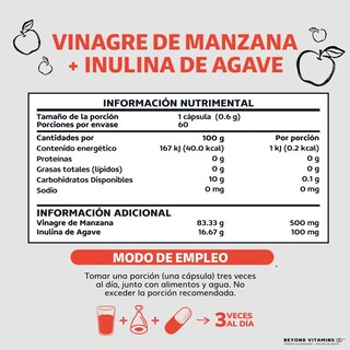 Foto 5 | Suplemento Alimenticio Beyond Vitamins de Vinagre de Manzana 60 Capsulas