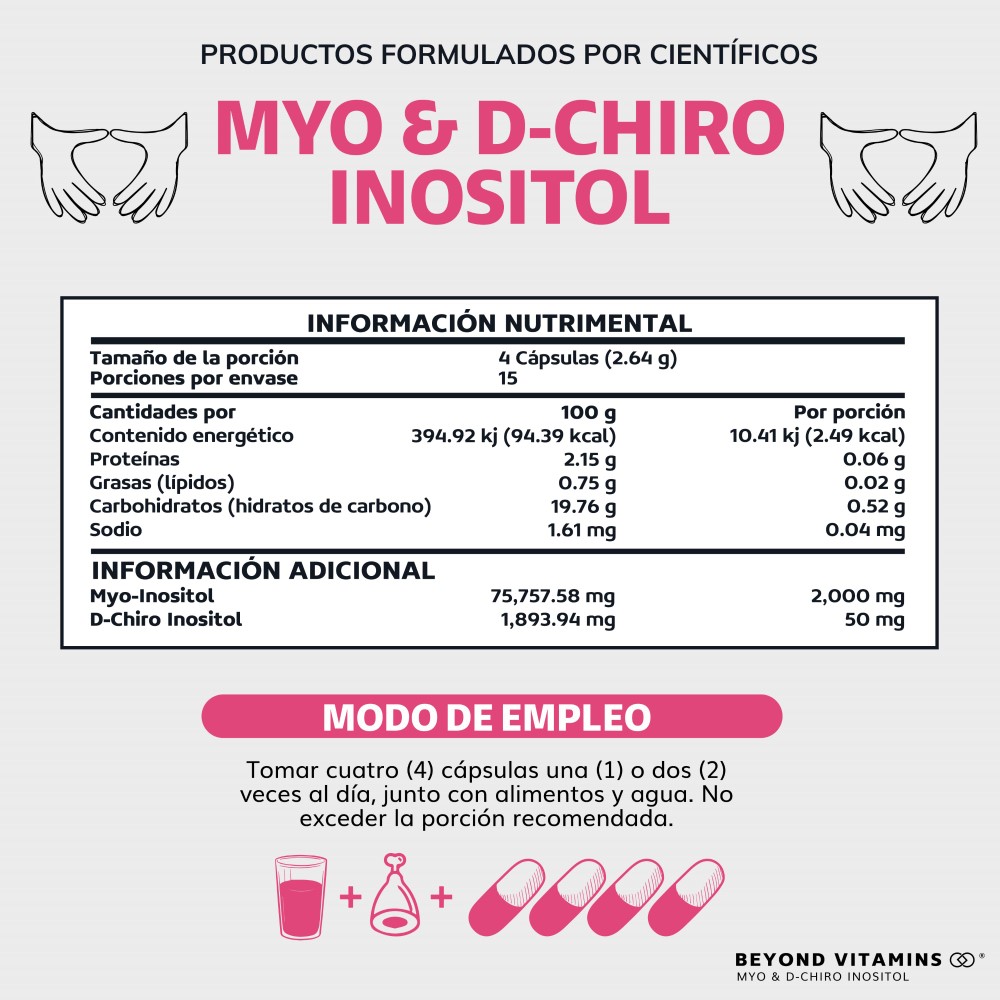 Foto 3 pulgar | Suplemento Alimenticio Beyond Vitamins Myo And D-Chiro Inositol 60 Cápsulas