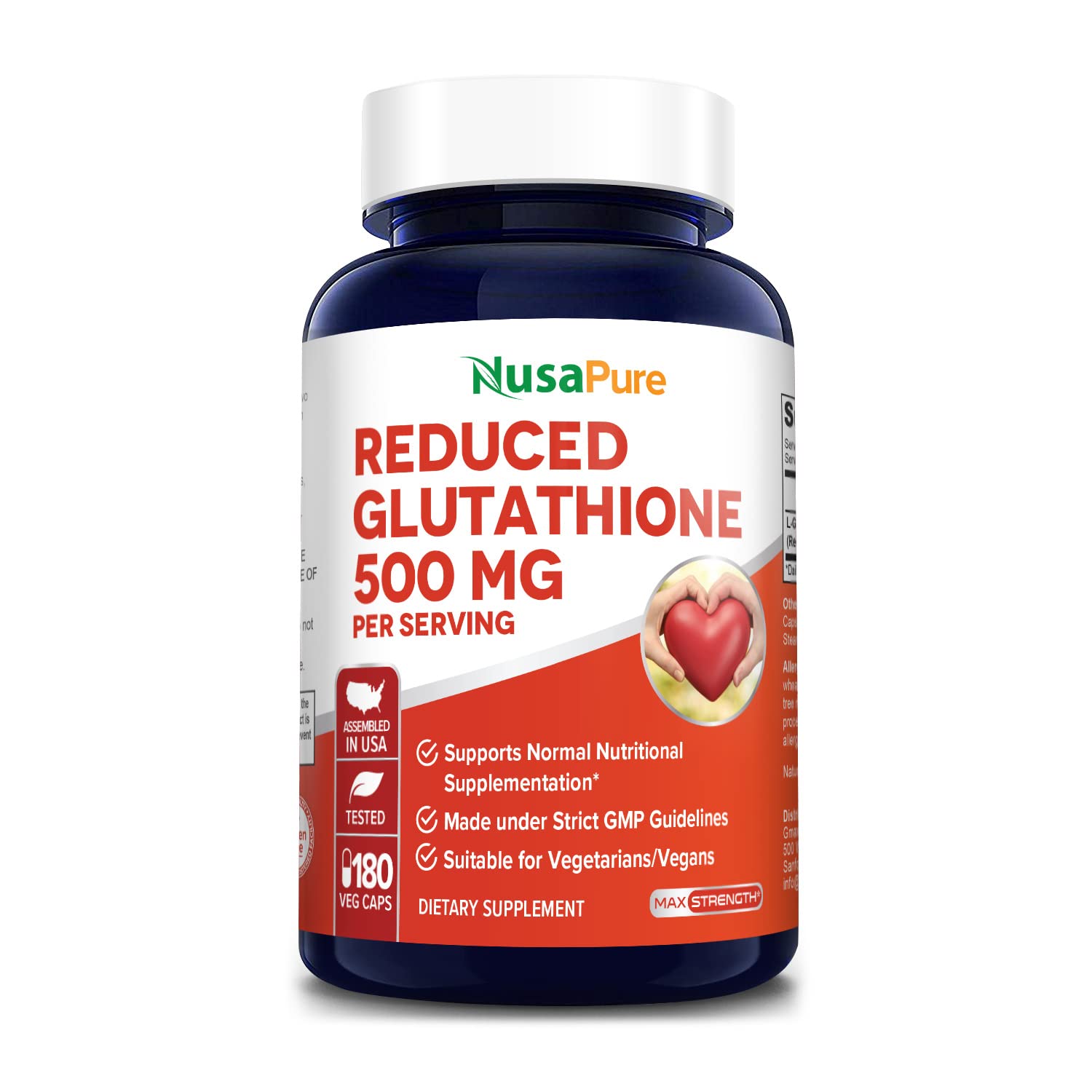 Foto 2 pulgar | Venta Internacional-Suplemento Nusapure Reduced Glutathione 500 Mg con 180 Cápsulas