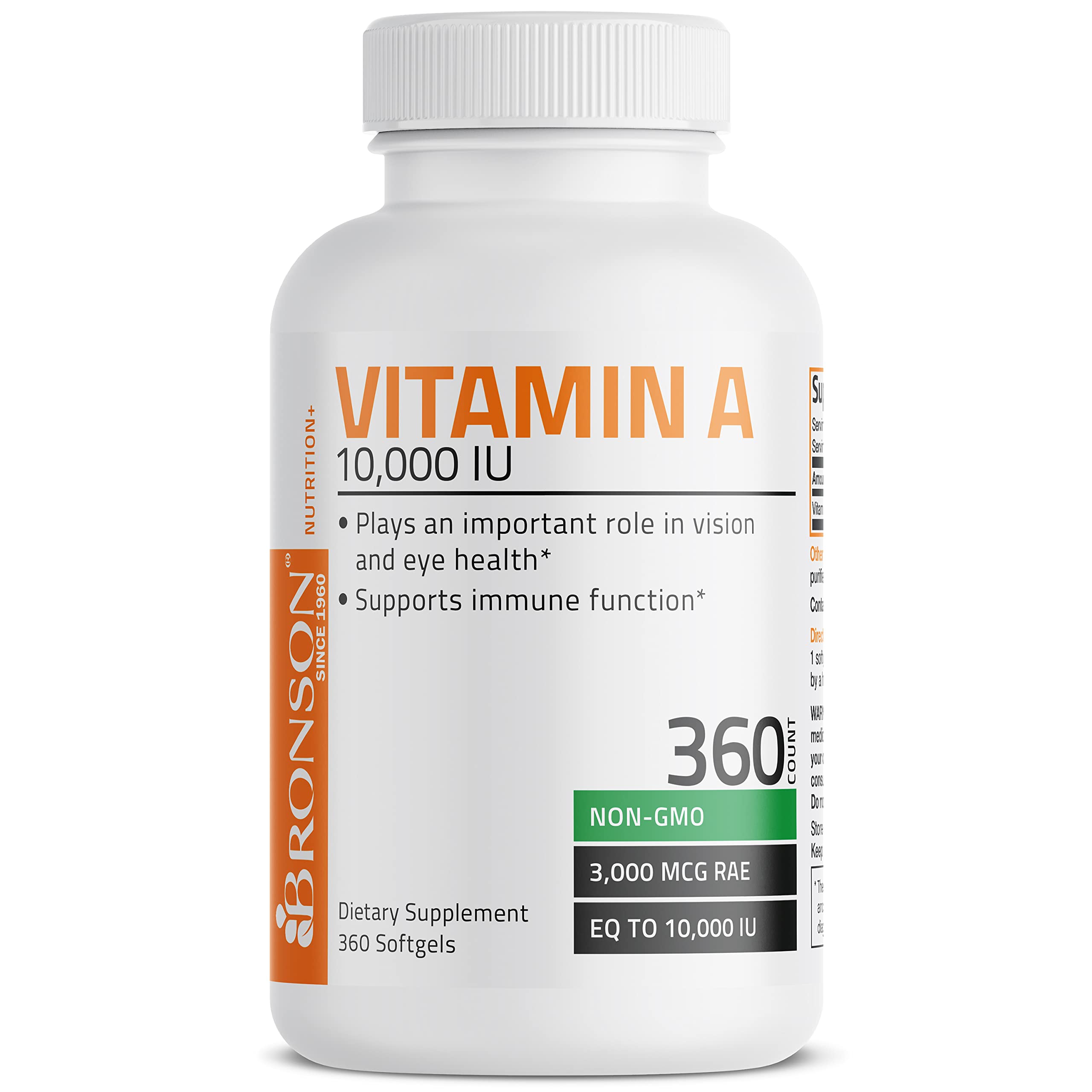 Foto 4 pulgar | Suplemento Bronson Vitamina A 10.000 Ui Cápsulas Blandas 360 Unidades - Venta Internacional