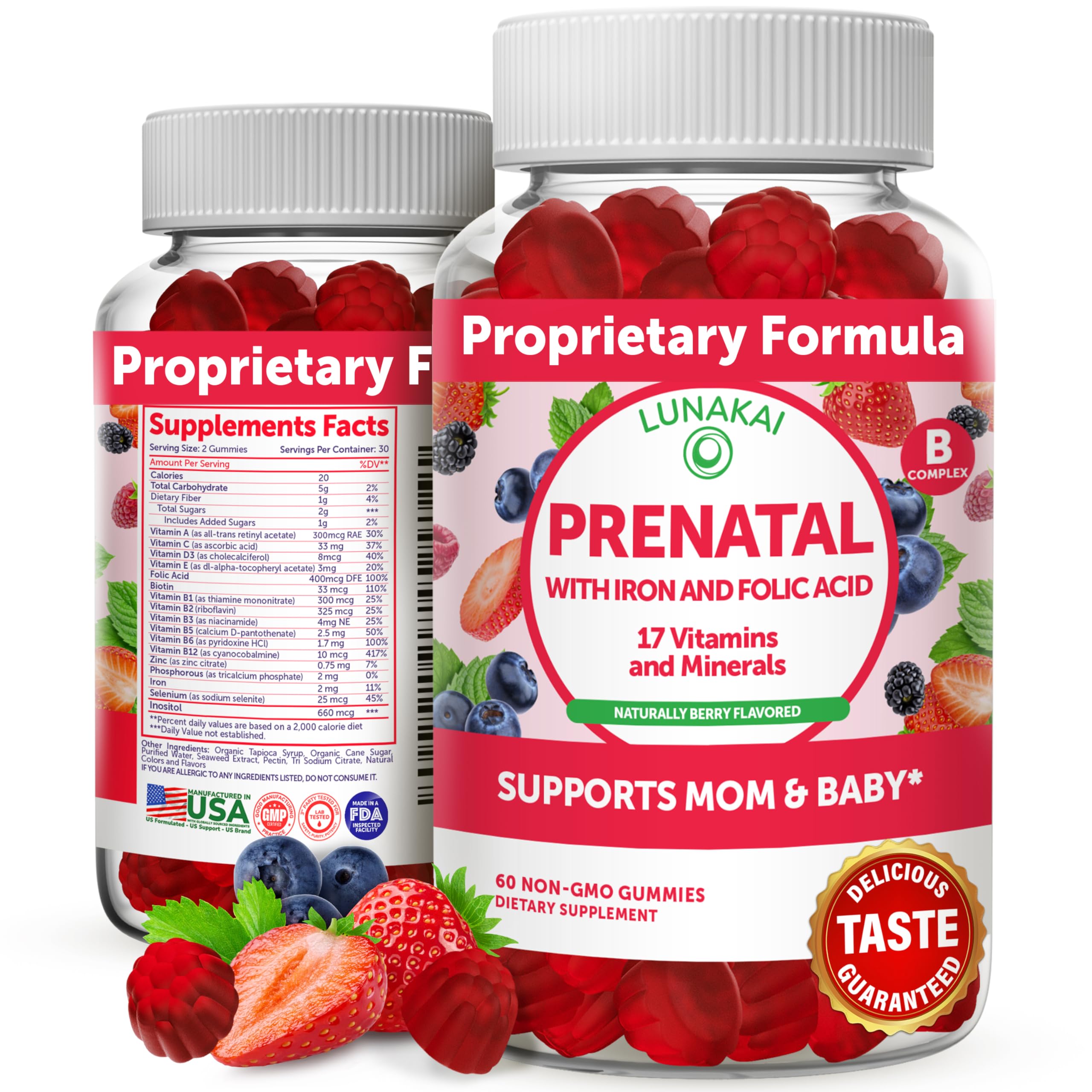 Foto 2 pulgar | Gomitas Prenatales Con Vitaminas Lunakai Con Hierro Y Ácido Fólico 60 Unidades - Venta Internacional