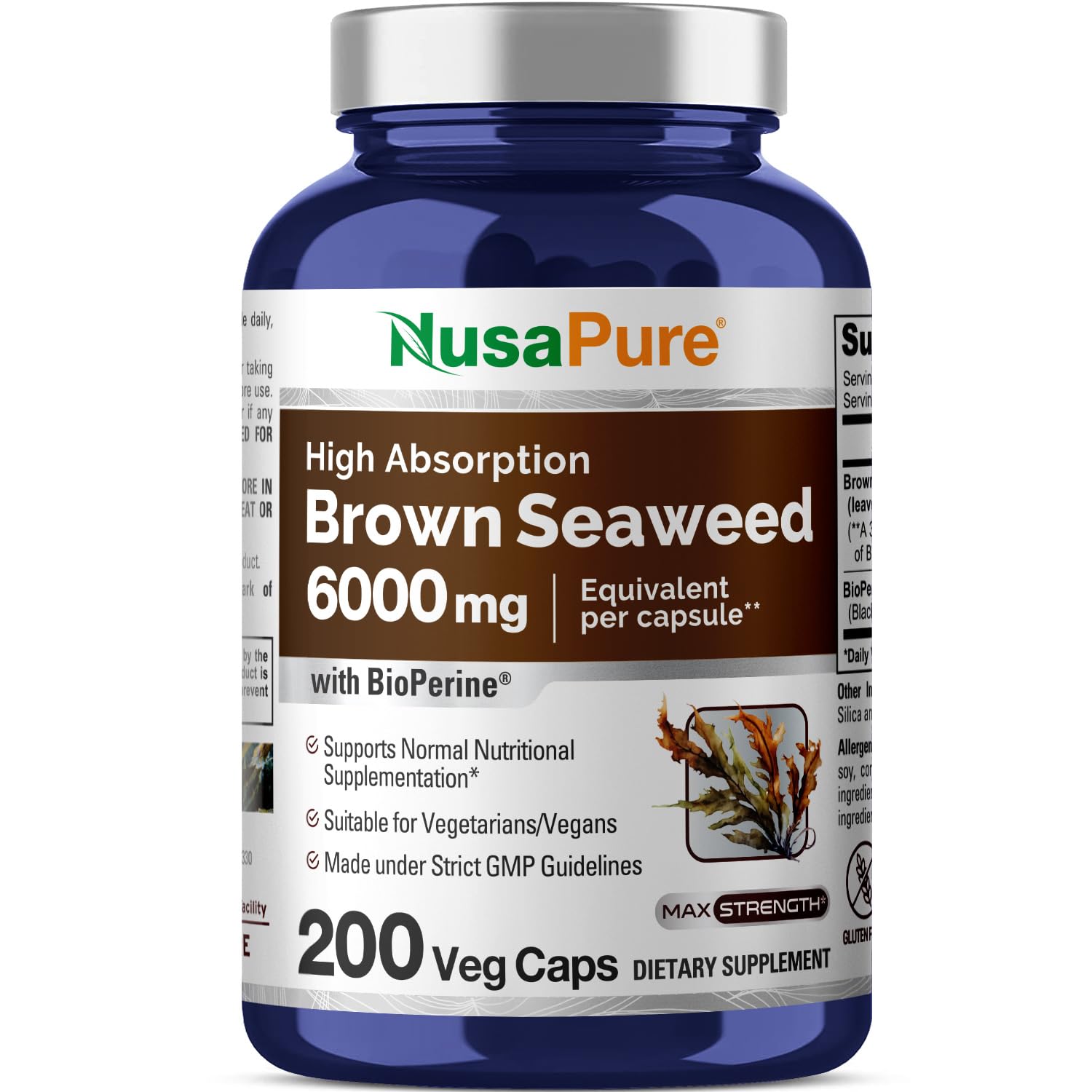 Foto 2 pulgar | Suplemento de Extracto de Algas Pardas NusaPure de 6000 mg con Bioperin - Venta Internacional