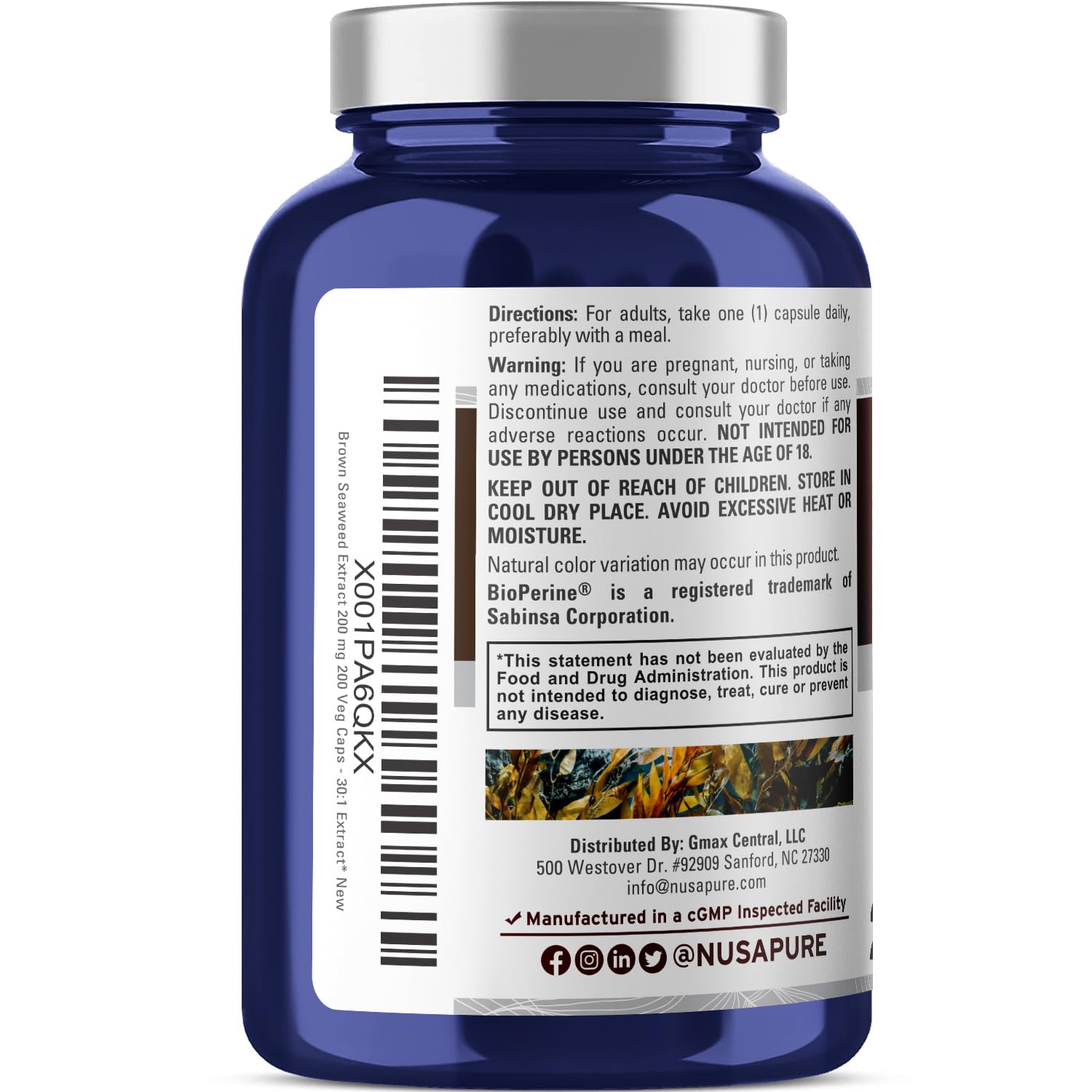 Foto 4 pulgar | Suplemento de Extracto de Algas Pardas NusaPure de 6000 mg con Bioperin - Venta Internacional
