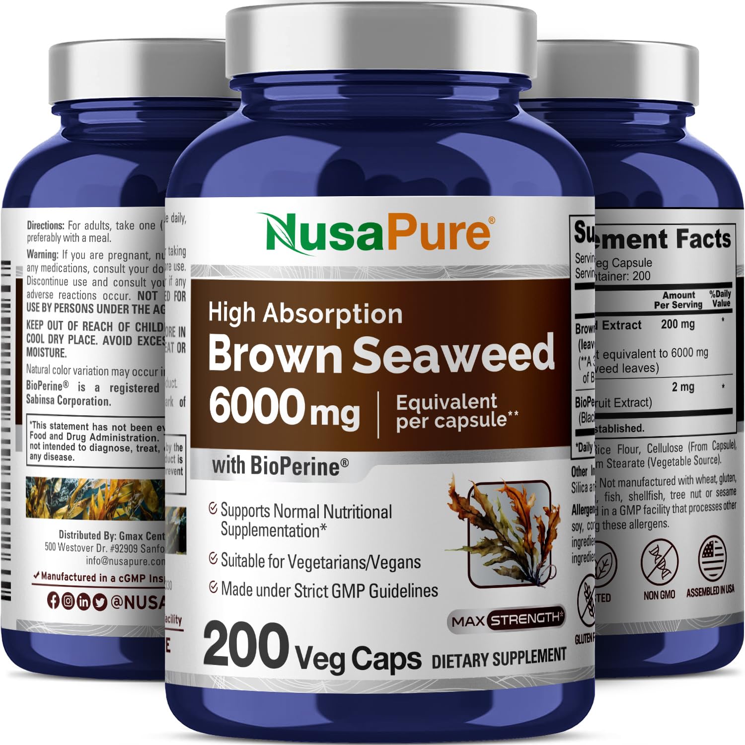 Foto 5 pulgar | Suplemento de Extracto de Algas Pardas NusaPure de 6000 mg con Bioperin - Venta Internacional
