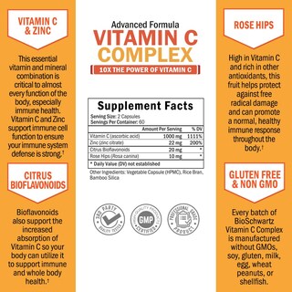 Foto 4 | Suplemento de Complejo de Vitamina C Bioschwartz 1000 Mg + Zinc - Venta Internacional