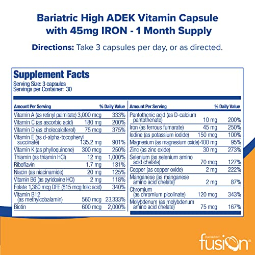 Foto 2 | Suplemento Multivitamínico Bariatric Fusion High Adek 90 Cápsulas - Venta Internacional