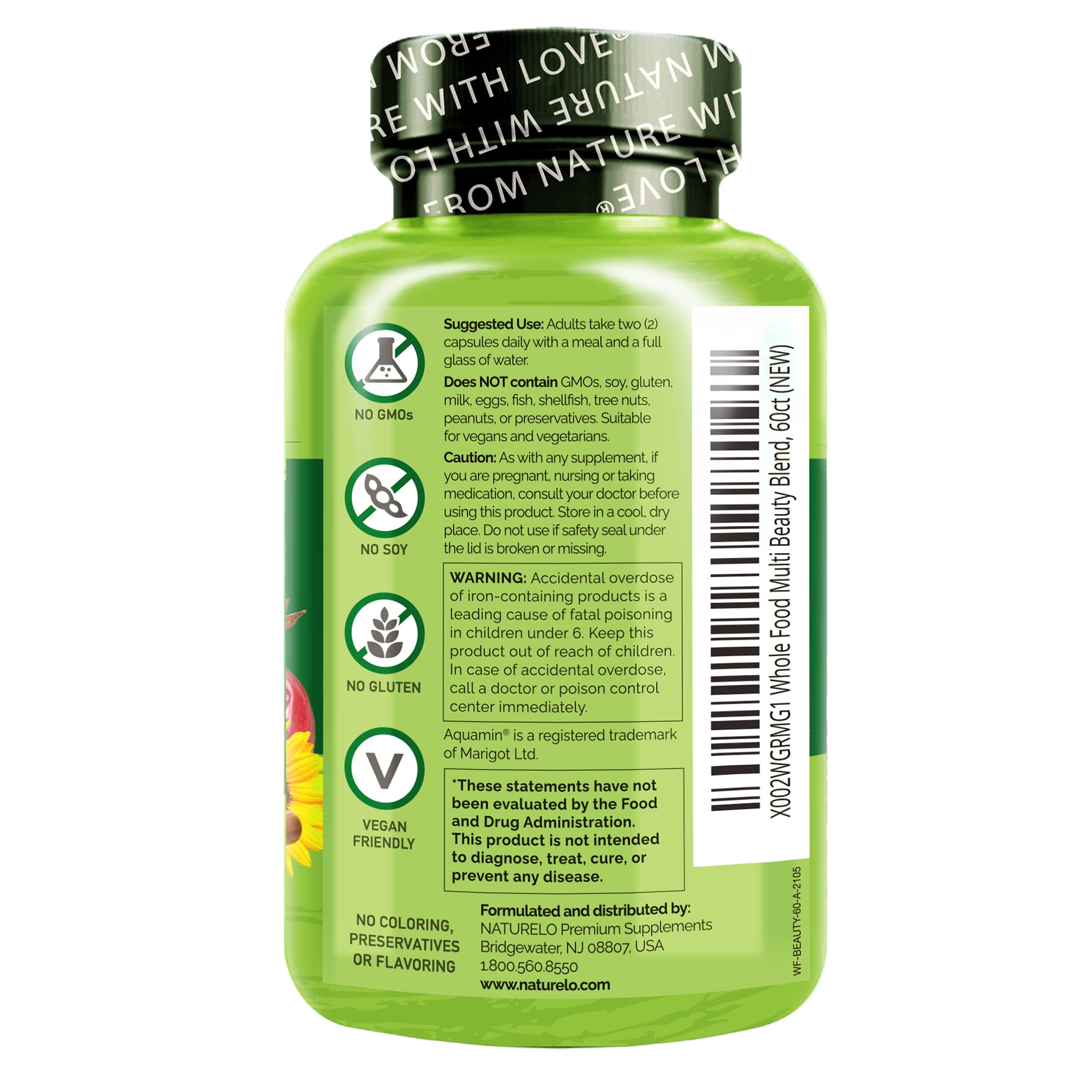 Foto 2 | Suplemento Multivitamínico Naturelo Whole Food 60 Cápsulas - Venta Internacional.