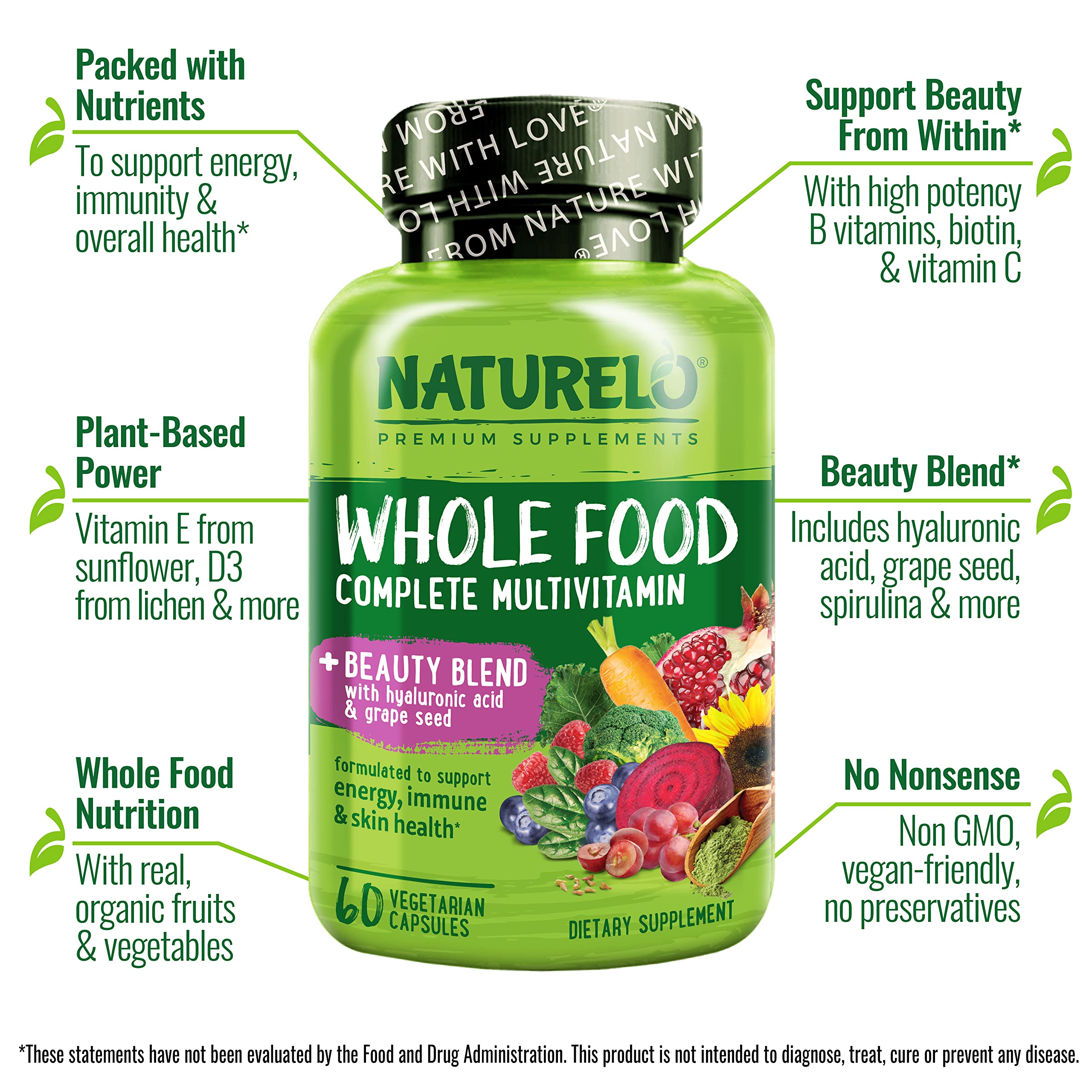 Foto 4 | Suplemento Multivitamínico Naturelo Whole Food 60 Cápsulas - Venta Internacional.