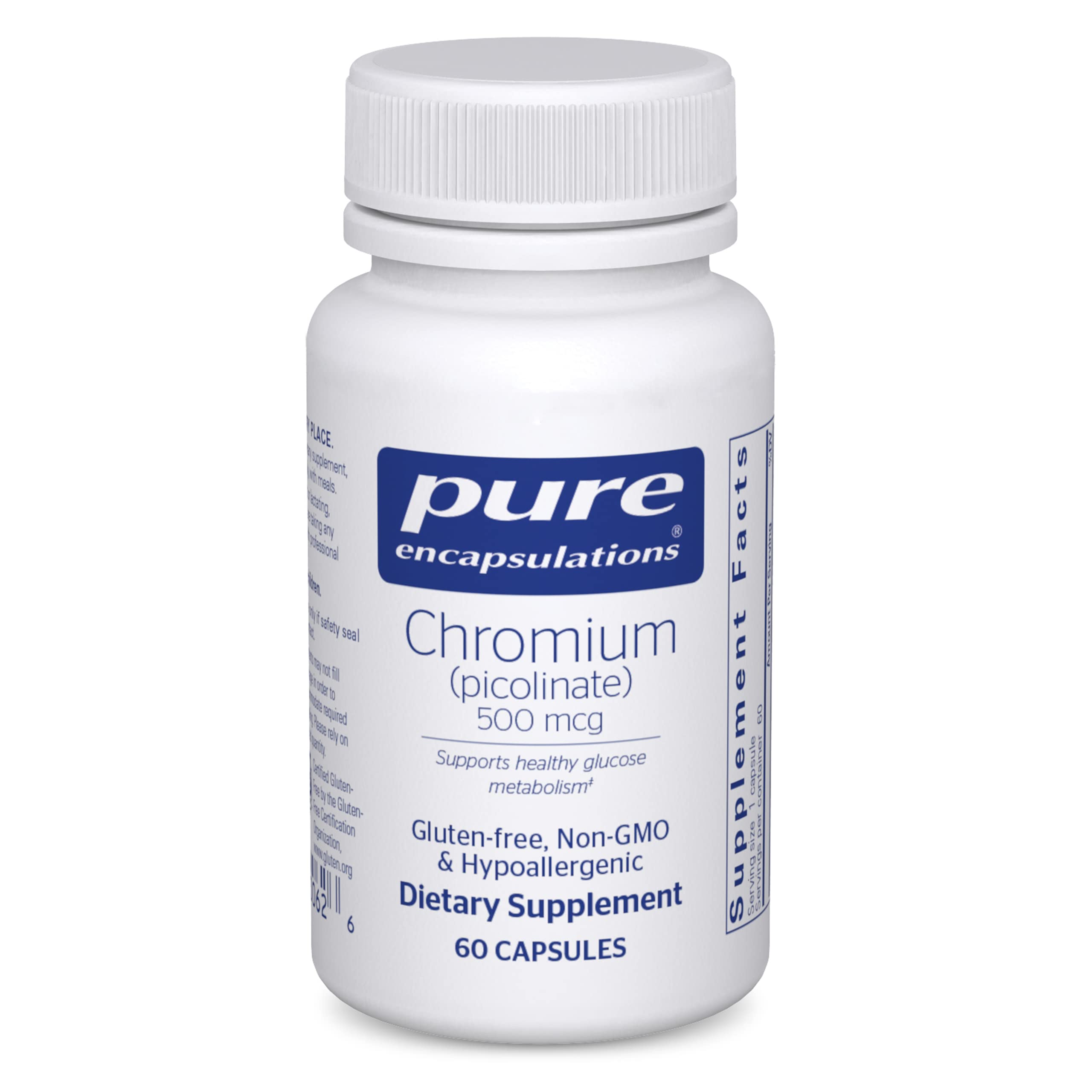 Foto 2 pulgar | Suplemento de Picolinato de Cromo Pure Encapsulations 500 Mcg 60 - Venta Internacional