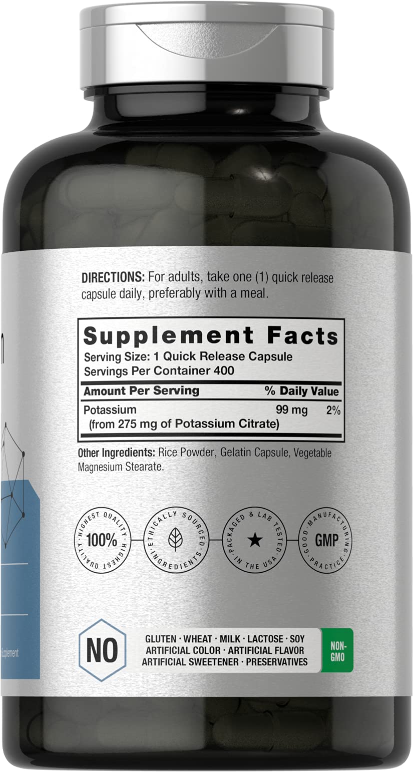 Foto 3 pulgar | Suplemento De Citrato De Potasio Horbaach 275 Mg 400 Cápsulas - Venta Internacional.