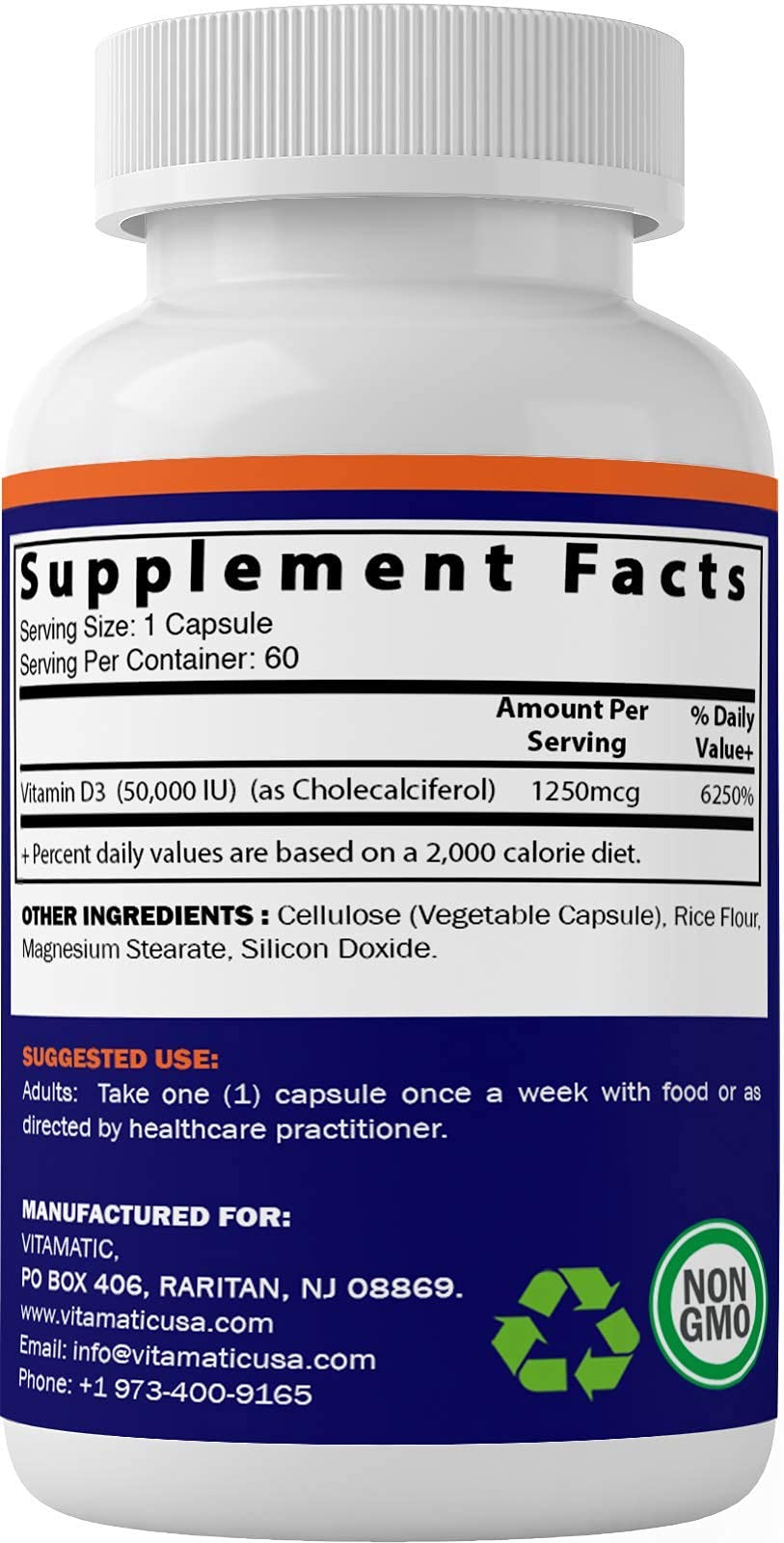 Foto 5 pulgar | Suplemento de Vitamina D3 50 000 Ui 60 Cápsulas 2 Frascos - Venta Internacional