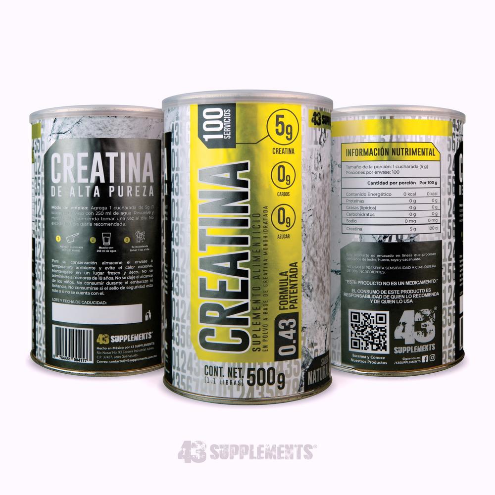 Foto 5 pulgar | Creatina Alta Pureza 500 G 100 Servicios 43 Supplements
