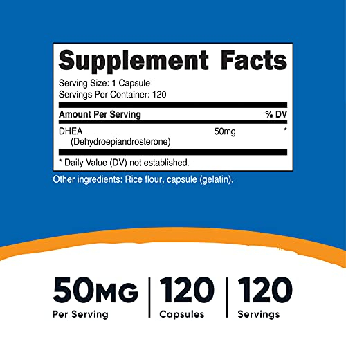 Foto 2 | Suplemento Nutricost Dhea 50 Mg 120 Cápsulas Sin Gluten - Venta Internacional.