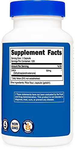 Foto 5 pulgar | Suplemento Nutricost Dhea 50 Mg 120 Cápsulas Sin Gluten - Venta Internacional.