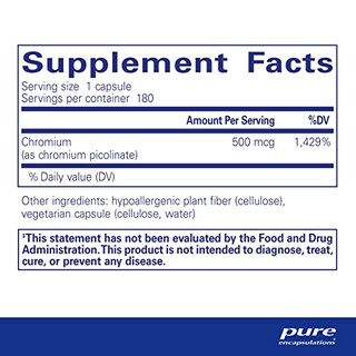 Foto 2 | Suplemento: Pure Encapsulations, Picolinato De Cromo, 500 Mcg (18%) - Venta Internacional.