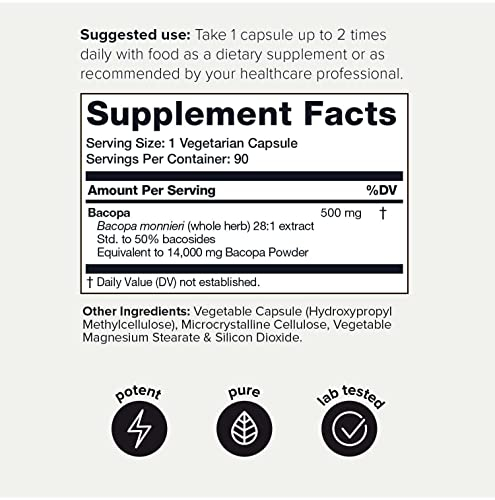Foto 3 pulgar | Suplemento Toniiq de Bacopa de Ultra Alta Resistencia 14 000 Mg 90 Cápsulas - Venta Internacional