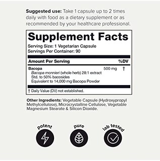 Foto 2 | Suplemento Toniiq de Bacopa de Ultra Alta Resistencia 14 000 Mg 90 Cápsulas - Venta Internacional