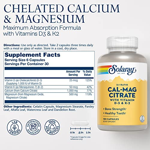 Foto 3 pulgar | Suplemento Solaray De Citrato De Calcio Y Magnesio 2:1 Con Vitamina E - Venta Internacional.