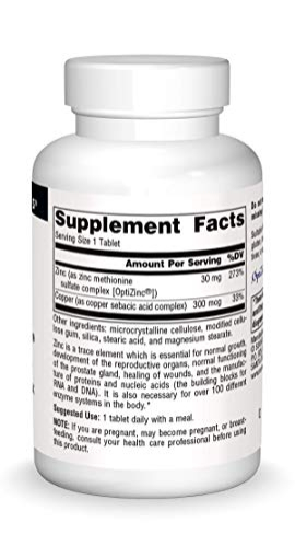 Foto 4 pulgar | Supplement Source Naturals Optizinc, Metionina De Zinc, 120 Tabletas - Venta Internacional.