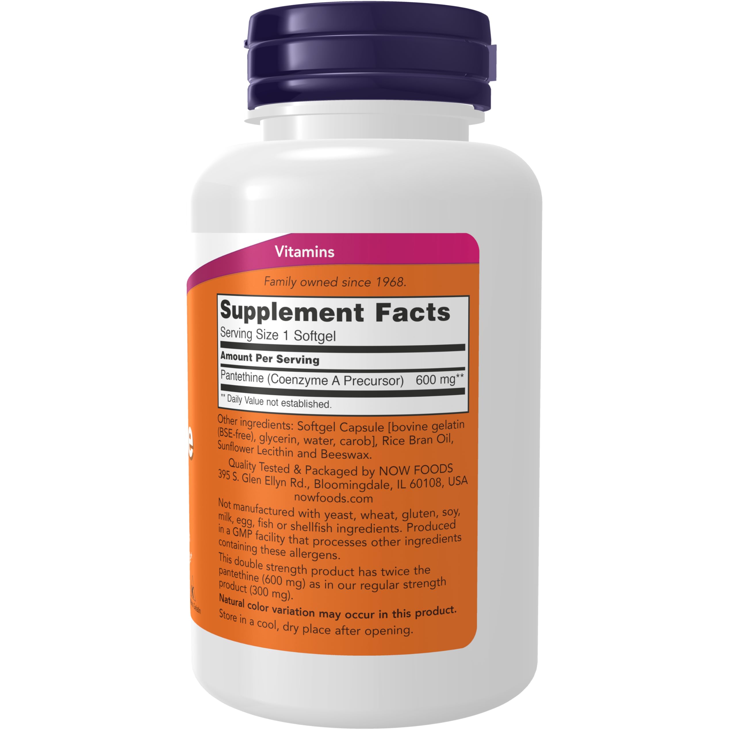 Foto 2 | Suplemento Now Pantetina (precursor De La Coenzima A) 600 Mg 60 So - Venta Internacional.