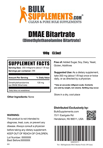 Foto 3 pulgar | Suplemento Bulksupplements.com Bitartrato Dmae En Polvo De 100 G - Venta Internacional.