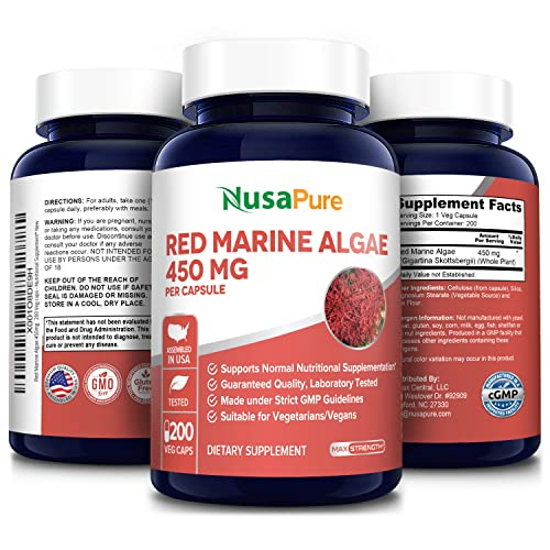 Foto 3 pulgar | Suplemento De Algas Marinas Rojas Nusapure 450 Mg 200 Cápsulas - Venta Internacional.