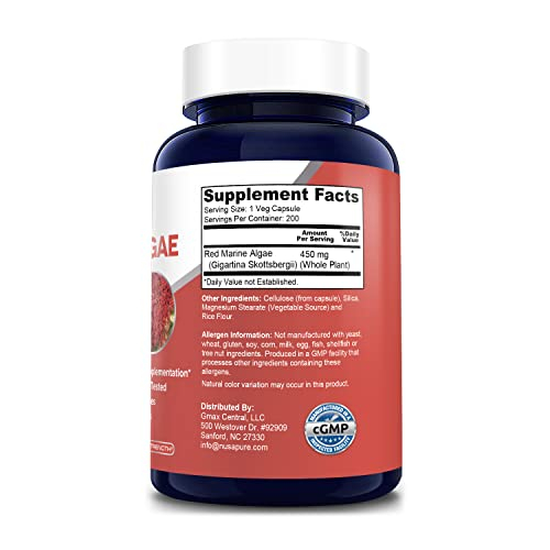 Foto 4 pulgar | Suplemento De Algas Marinas Rojas Nusapure 450 Mg 200 Cápsulas - Venta Internacional.