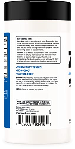 Foto 4 pulgar | Suplemento Nutricost Zma 180 Cápsulas Sin Ogm Y Sin Gluten - Venta Internacional.