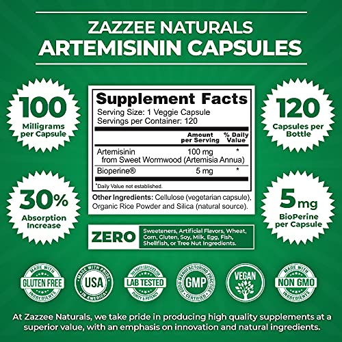 Foto 3 pulgar | Suplemento Zazzee (artemisinina, 100 Mg, Cápsulas, 120 Veganas) - Venta Internacional.