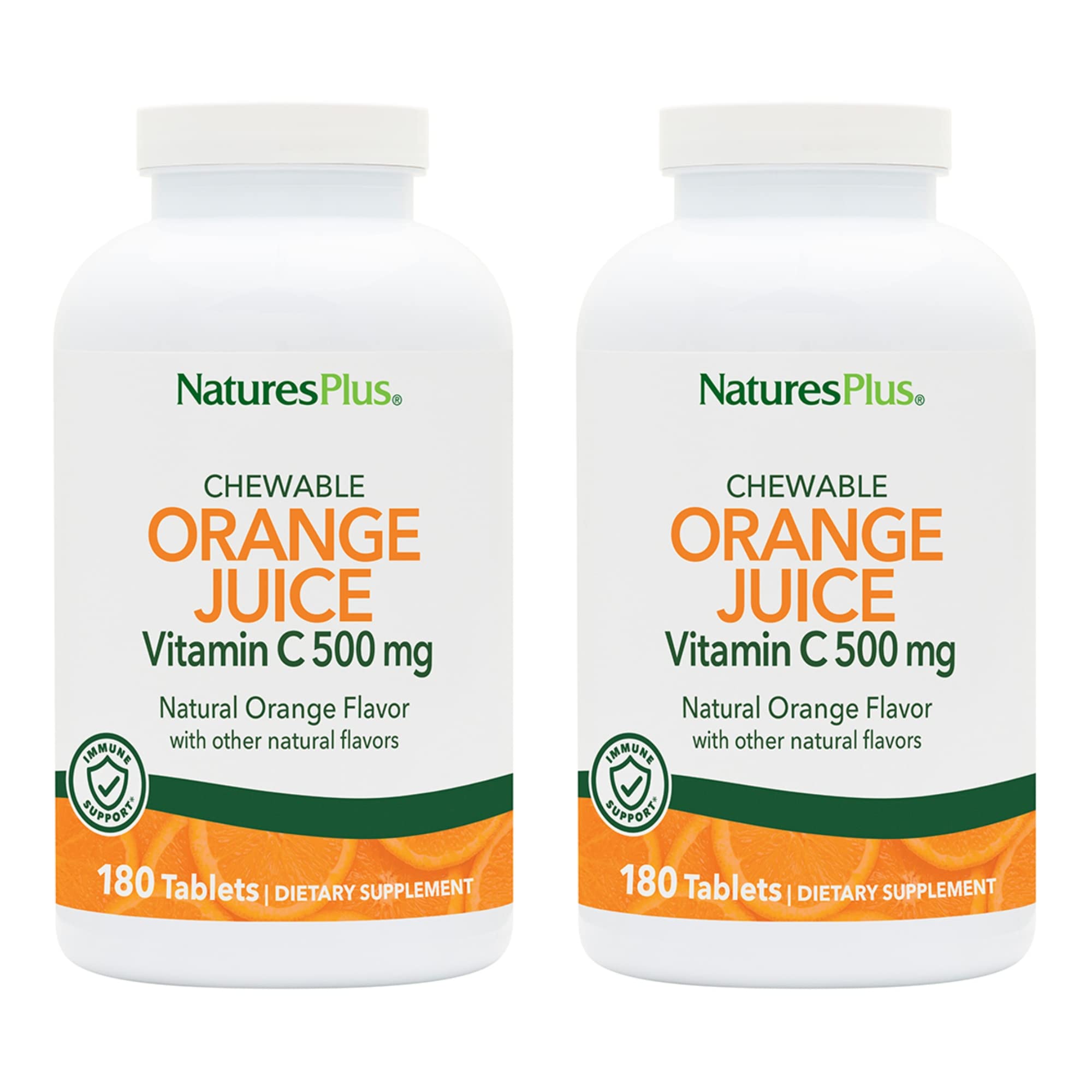 Zumo De Naranja Masticable Con Vitamina C Nature's Plus, 500 Mg, 180 Tabletas - Venta Internacional.