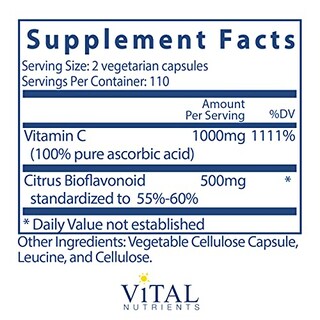 Foto 2 | Complemente La Vitamina C De Vital Nutrients Con Bioflavonoides 220 Ca - Venta Internacional.
