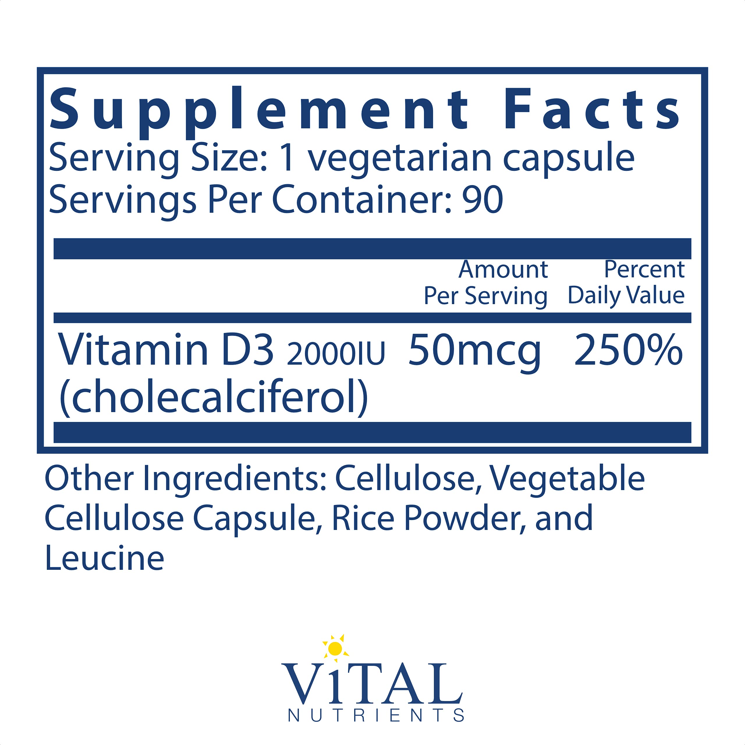 Foto 3 pulgar | Suplemento De Vitamina D3 Vital Nutrients 2000 Ui - Venta Internacional.