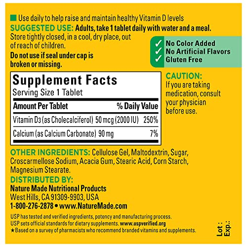 Foto 5 | Suplemento Nature Made De Vitamina D3, 2000 Ui, 100 Comprimidos - Venta Internacional.