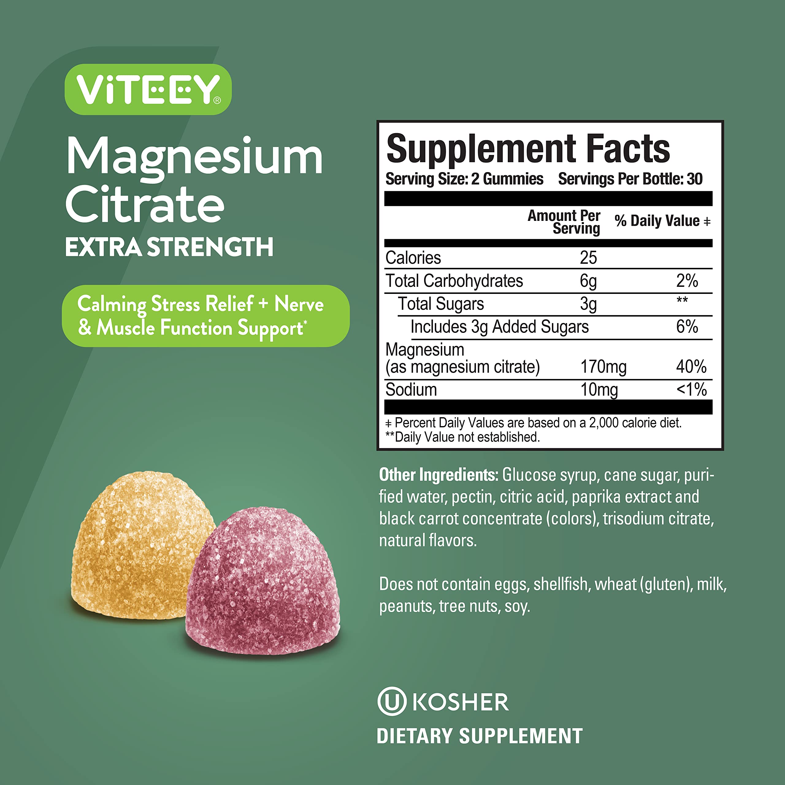 Foto 4 pulgar | Suplemento Viteey Gummies Extra Strength Con Citrato De Magnesio - Venta Internacional.