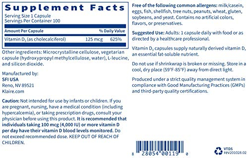 Foto 3 pulgar | Suplemento De Vitamina D3 De 5000 Ui De Klaire Labs Para Reforzar El Sistema Inmunitario - Venta Internacional.