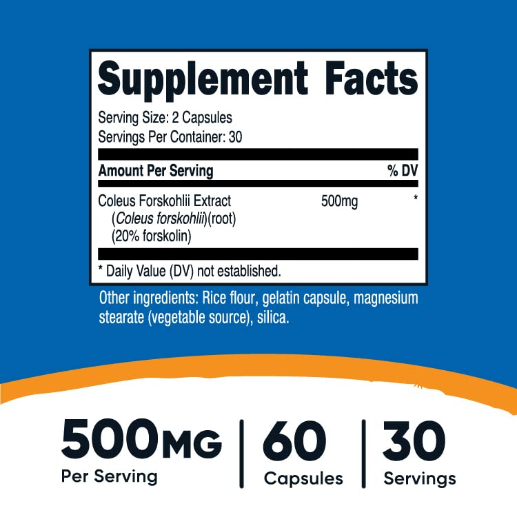 Foto 3 pulgar | Suplemento Nutricost Coleus Forskohlii 500 Mg 60 Cápsulas - Venta Internacional.