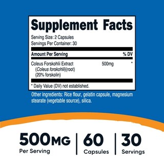 Foto 2 | Suplemento Nutricost Coleus Forskohlii 500 Mg 60 Cápsulas - Venta Internacional.