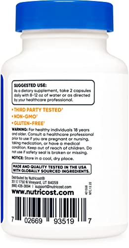 Foto 4 pulgar | Suplemento Nutricost Coleus Forskohlii 500 Mg 60 Cápsulas - Venta Internacional.