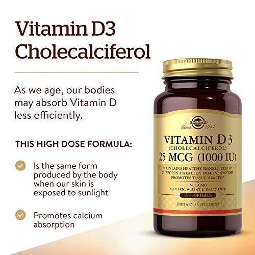 Foto 3 | Suplemento Solgar De Vitamina D3, Colecalciferol, 25 Mcg, 1000 Ui, 25 - Venta Internacional.