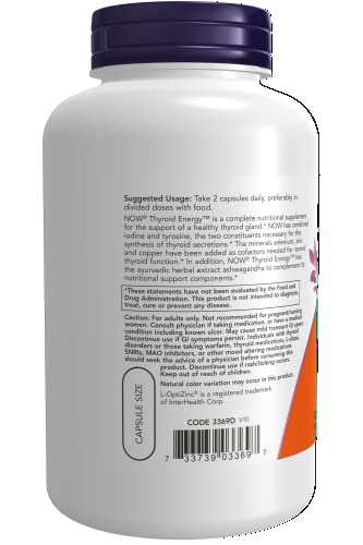 Foto 4 pulgar | Supplement Now Thyroid Energy, Yodo Y Tirosina, 180 Cápsulas - Venta Internacional.