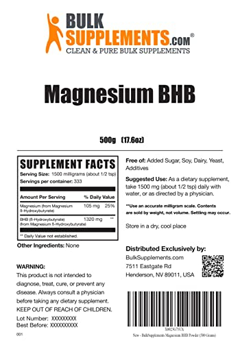 Foto 3 pulgar | Suplemento Bulksupplements.com Magnesio Bhb En Polvo 500 G - Venta Internacional.