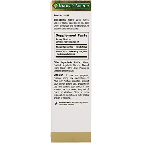 Foto 3 pulgar | Suplemento Nature's Bounty Super Strength B-12 5000 Mcg 60 Ml - Venta Internacional.