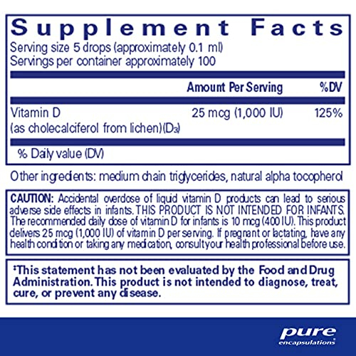 Foto 3 pulgar | Suplemento Líquido De Vitamina D3 De Pure Encapsulations, 8,8 Ml, Vegano - Venta Internacional.